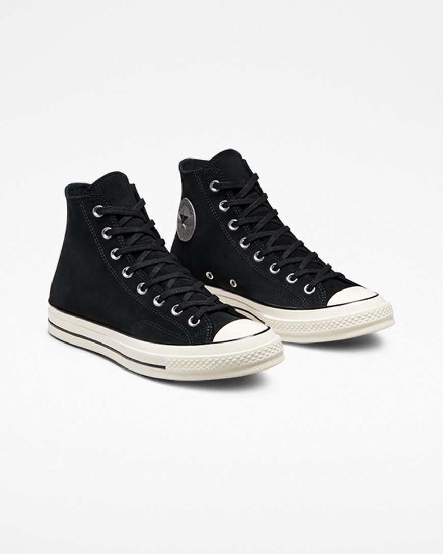 Zapatillas Altas Converse Chuck 70 Suede Hombre Negras | PE P8072W